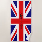 Serviette De Plage Personnalisez ce drapeau britannique avec le nom (Devant)