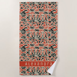 Serviette De Plage Personnalité de la tribu maorie Kowhaiwhai New Zea