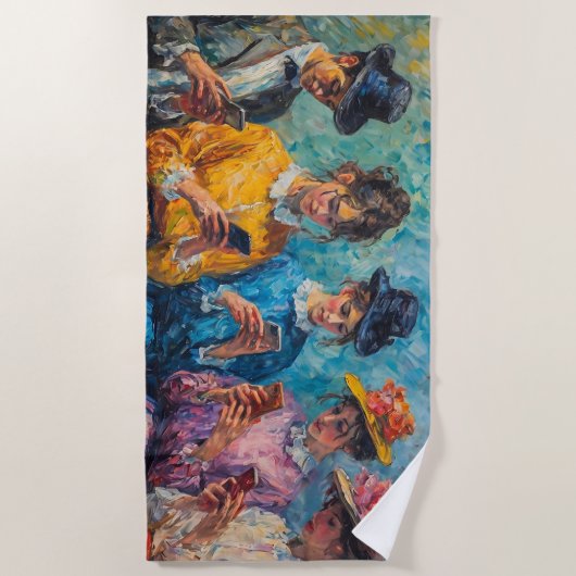 Serviette De Plage Personnes du 19e siècle utilisant des smartphones (Devant)