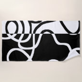 Serviette De Plage Persuasion linéaire I : Abstrait noir et blanc (Devant)