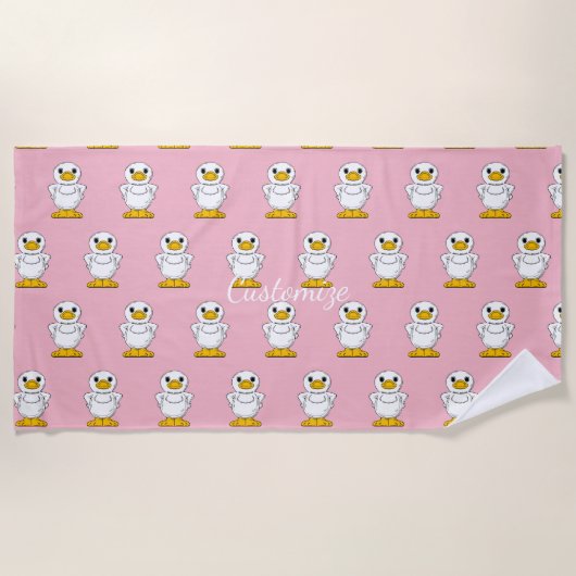 Serviette De Plage Petit canard blanc debout Thunder_Cove (Devant)