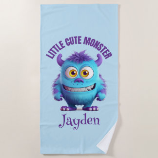 Serviette De Plage Petite mignonne Monster cornes pourpres Personnali