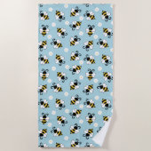 Serviette De Plage Petites abeilles mignonnes et fleurs marguerites m (Devant)