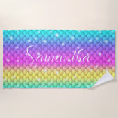 Serviette De Plage Petites filles mousseuses à arc-en-ciel (Devant)