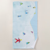 Serviette De Plage Petits Skieurs Sur Snowy Hill (Devant)