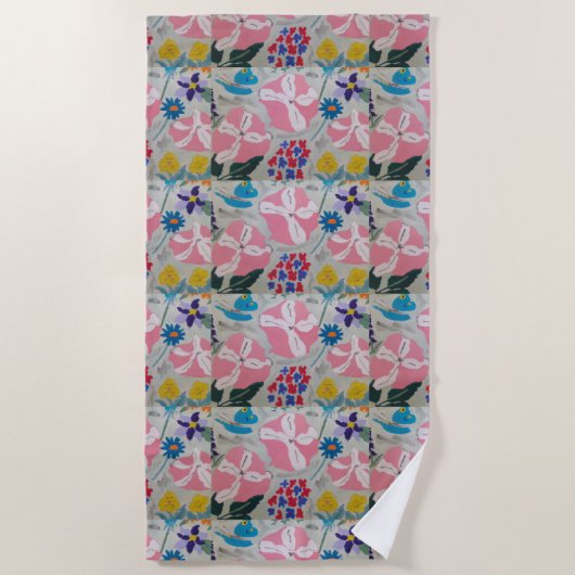 Serviette De Plage Pétunia et fleurs d'été (Devant)
