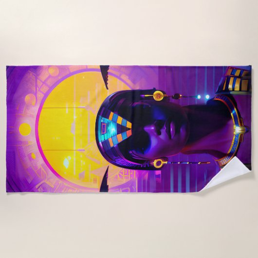 Serviette De Plage Pharaon Synthwave (Devant)