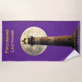 Serviette De Plage Phare avec une pleine lune (Devant)
