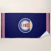 Serviette De Plage Phare nautique moderne sur bleu marine (Devant)