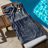 Serviette De Plage Phases de lune céleste Monogramme d'or