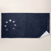 Serviette De Plage Phases de lune céleste Silver Monogram Beach (Devant)