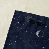 Serviette De Plage Phases de lune céleste Silver Monogram Beach (En situation)