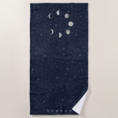 Serviette De Plage Phases de lune céleste Silver Monogram Beach (Devant)