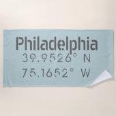 Serviette De Plage Philadelphie Longitude Latitude (Devant)