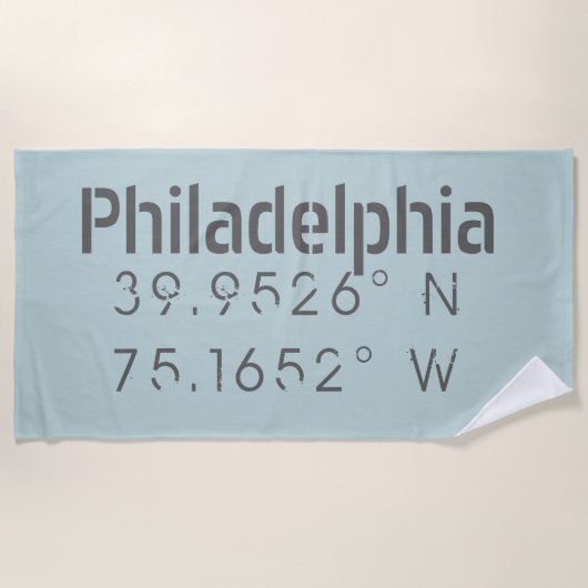 Serviette De Plage Philadelphie Longitude Latitude (Devant)