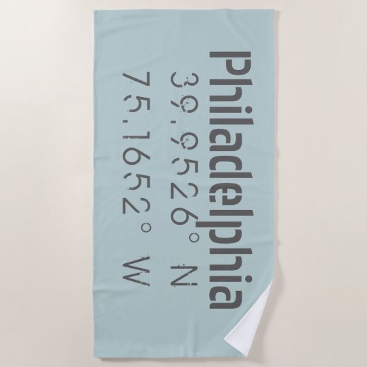 Serviette De Plage Philadelphie Longitude Latitude (Devant)