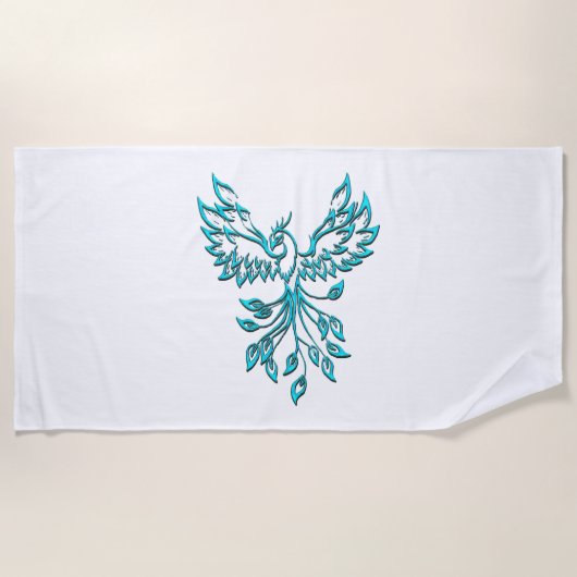 Serviette De Plage Phoenix bleu se lève sur blanc (Devant)