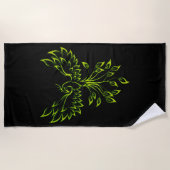 Serviette De Plage Phoenix vert se lève sur le noir (Devant)