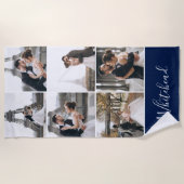 Serviette De Plage Photo Collage Marine Monogramme moderne (Devant)
