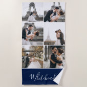 Serviette De Plage Photo Collage Marine Monogramme moderne (Devant)