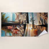 Serviette De Plage Photo collage plage vie coquillage (Devant)