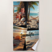 Serviette De Plage Photo collage plage vie coquillage (Devant)