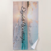 Serviette De Plage Photo d'une plage à Sunrise (Devant)