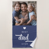 Serviette De Plage Photo moderne Meilleur papa jamais bleu (Devant)