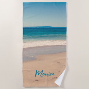 Serviette De Plage Photo personnalisée Aqua Turquoise