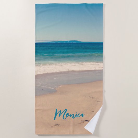 Serviette De Plage Photo personnalisée Aqua Turquoise (Devant)