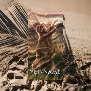Serviette De Plage Photo personnalisée avec le nom de votre chien