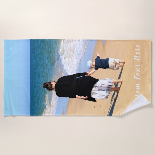 Serviette de plage photo personnalisée avec texte (Devant)