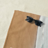 Serviette de plage photo personnalisée avec texte  (En situation)