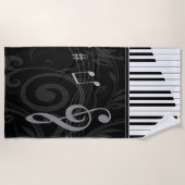 Serviette De Plage Piano lunatique et notes musicales (Devant)