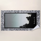 Serviette De Plage Pic motoneige noir blanc (Devant)