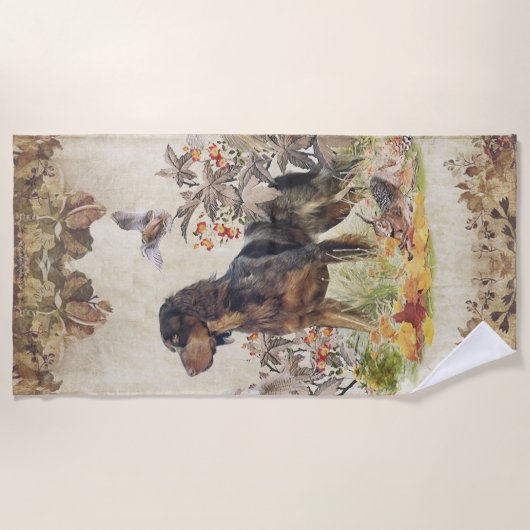 Serviette De Plage Picardy Spaniel, chasse aux oiseaux (Devant)