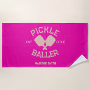 Serviette De Plage Pickle Baller Pickleball Collegiate Typographie
