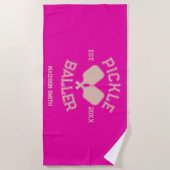 Serviette De Plage Pickle Baller Pickleball Collegiate Typographie (Devant)