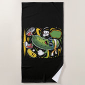 Serviette De Plage Pickle Jouant au Pickleball (Devant)