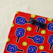 Serviette De Plage Pickleball American Drapeau rouge blanc et bleu (En situation)