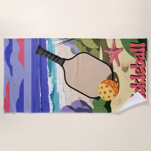 Serviette De Plage Pickleball Coastal Paddle Scène Avec Starfish (Devant)