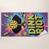 Serviette De Plage Pickleball Dink Riot drôle Urbain Splash (Devant)