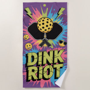 Serviette De Plage Pickleball Dink Riot drôle Urbain Splash
