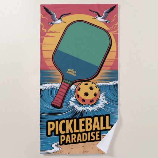 Serviette De Plage Pickleball Dinks & Boissons Vibe Plage Graphique (Devant)