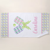 Serviette De Plage Pickleball Paddles de Jacquard d'aquarelle Preppy (Devant)