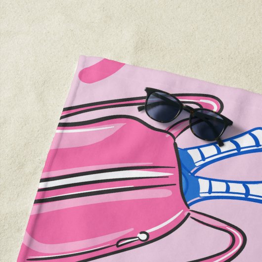 Serviette De Plage Pickleball Paddles et boules Pink Preppy (En situation)