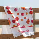 Serviette De Plage Pickleball rose personnalisé