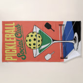 Serviette De Plage Pickleball Social Club Retro Paddle Court (Devant)
