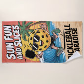 Serviette De Plage Pickleball Sun Fun Et Slices Drôle Vacances (Devant)