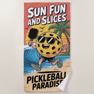 Serviette De Plage Pickleball Sun Fun Et Slices Drôle Vacances